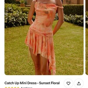 Peppermayo Sunset Floral Mini Dress - Orange and Pink